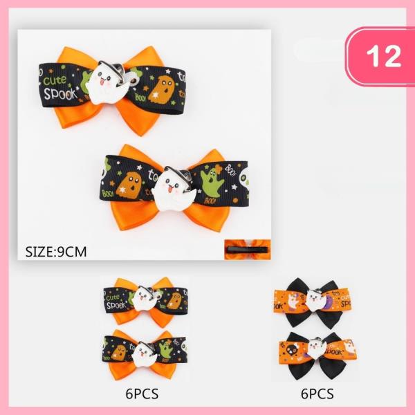 HALLOWEEN RIBBON HAIR BOW (12 UNITS)