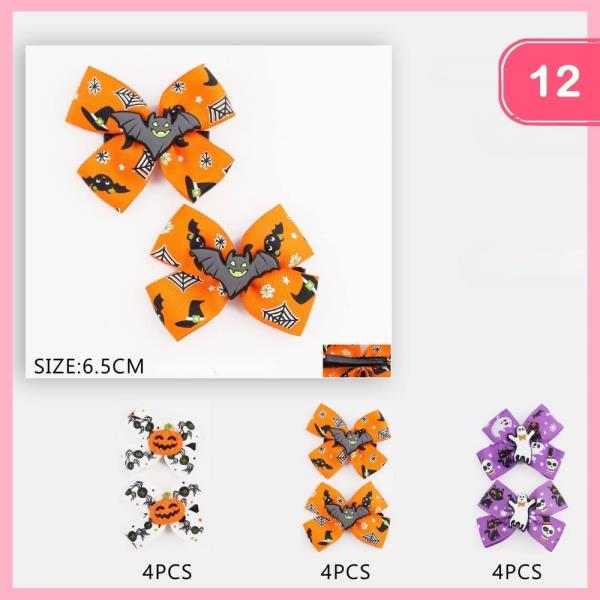 HALLOWEEN RIBBON HAIR BOW (12 UNITS)