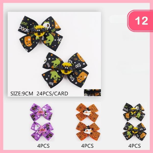 HALLOWEEN RIBBON HAIR BOW (12 UNITS)