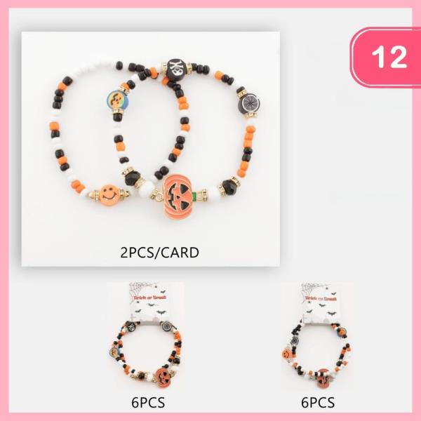 HALLOWEEN BEADED STRETCH BRACELET (12 UNITS)