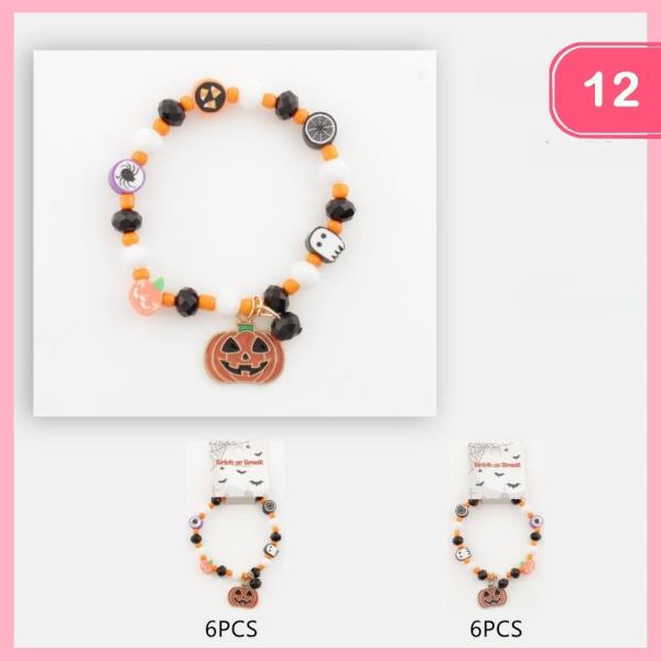 HALLOWEEN BEADED CHARM BRACELET (12 UNITS)