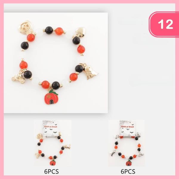 HALLOWEEN BEADED CHARM BRACELET (12 UNITS)