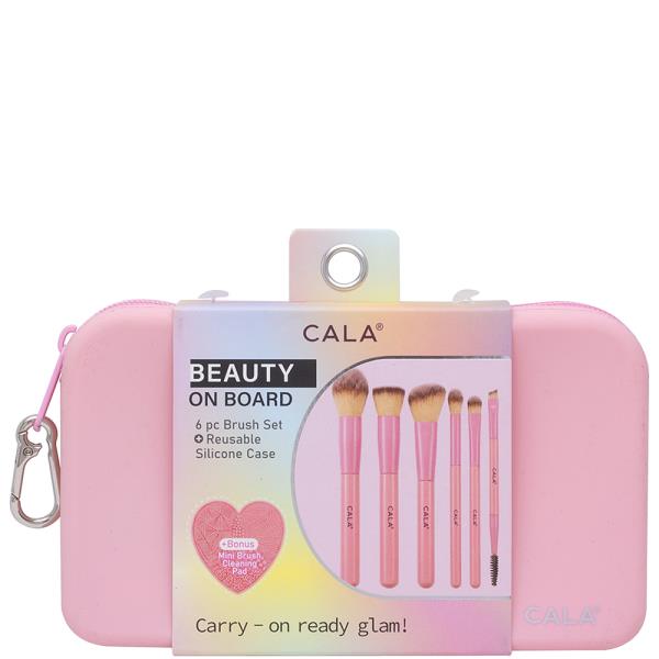 CALA BEAUTY ON BOARD 6PC BRUSH SET W REUSABLE SILICONE CASE