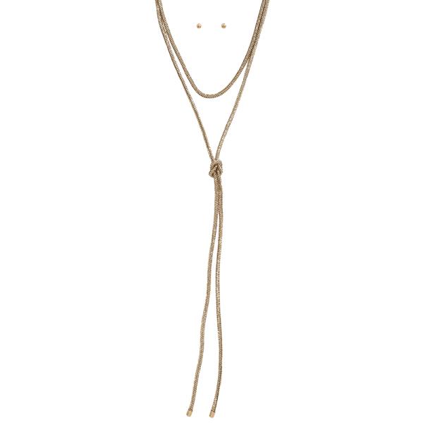 RHINESTONE CORD NECKLACE EARRING SET