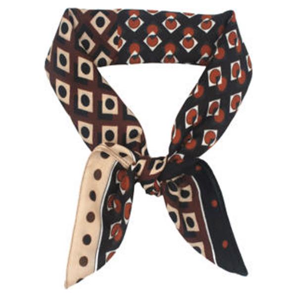 SPLIT CIRCLE SQUARE GEOMETRIC PRINT SILKY BANDANA SQUARE NECK SCARF