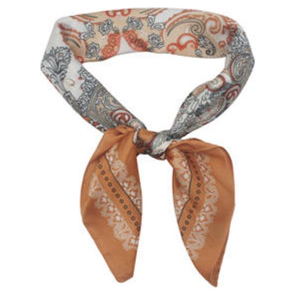 PAISLEY MEDALLION PRINT SILKY BANDANA SQUARE NECK SCARF