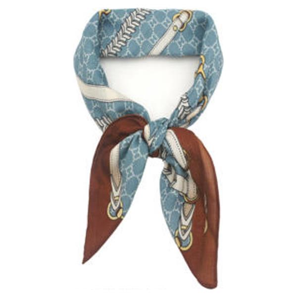 EQUESTRIAN HORSEBIT STRAP PRINT SILKY BANDANA SQUARE NECK SCARF