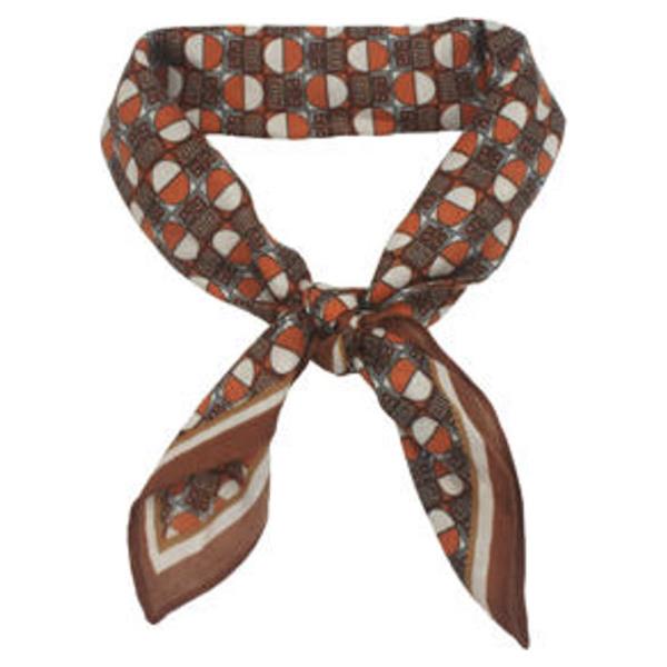 GEOMETRIC CIRCLE PATTERN PRINT SILKY BANDANA SQUARE NECK SCARF