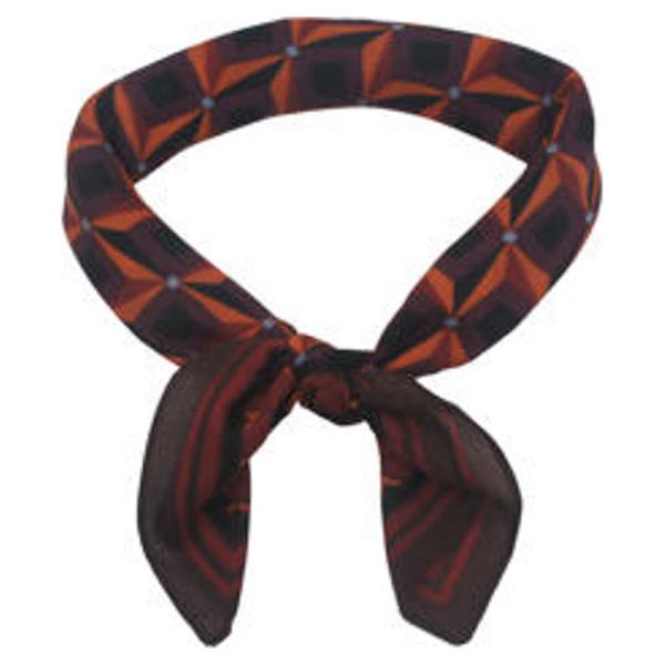 DIAMOND GEOMETRIC PRINT SILKY BANDANA SQUARE NECK SCARF