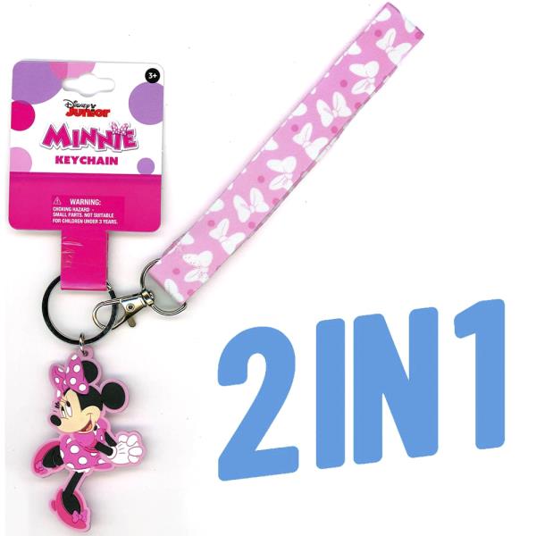 MINNIE LANYARD W RUBBER KEYCHAIN