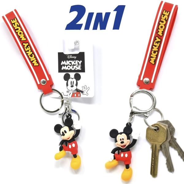 MICKEY 3D MOLDED RUBBER KEYCHAIN W WRIST STRAP
