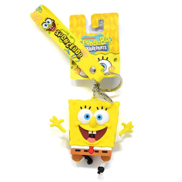 SPONGEBOB 3D MOLDED RUBBER KEYCHAIN W WRIST STRAP