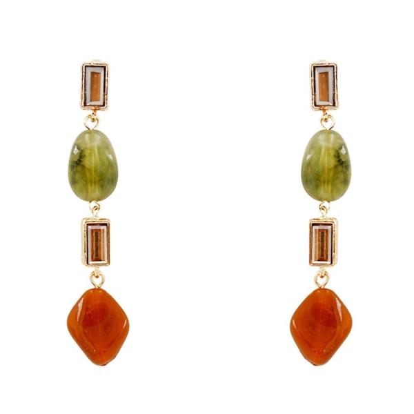 FACETED STONE LINEAR DROP EARRING
