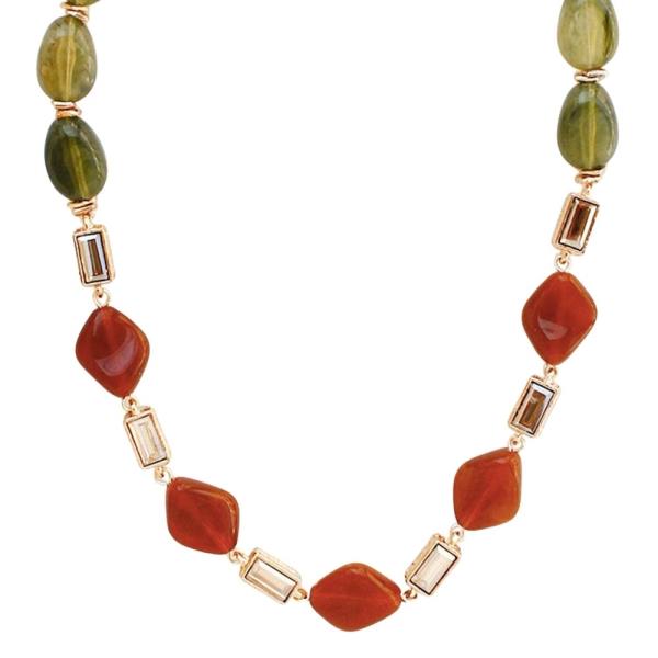 FACETED STONE BEADED STATION NECKLACE