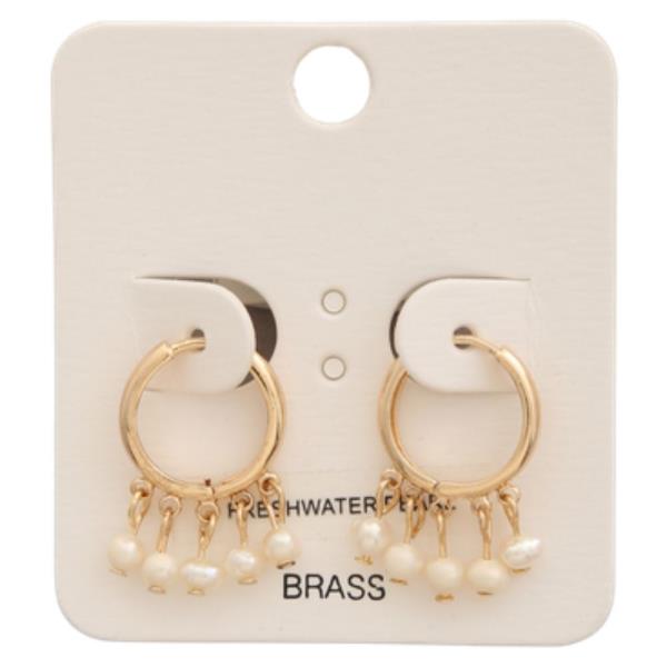 MULTI PEARL METAL HOOP EARRING