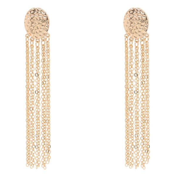 ROUND METAL TASSEL DROP EARRING