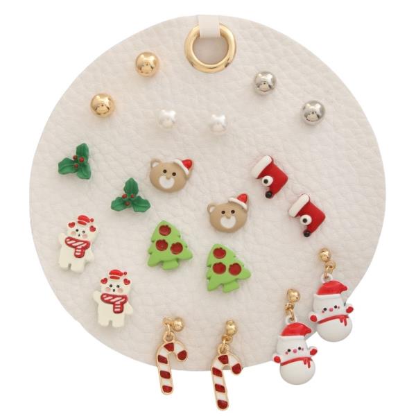 CHRISTMAS MULTI PAIR STUD DROP EARRING SET
