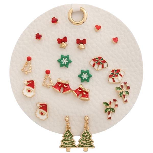 CHRISTMAS MULTI PAIR STUD DROP EARRING SET