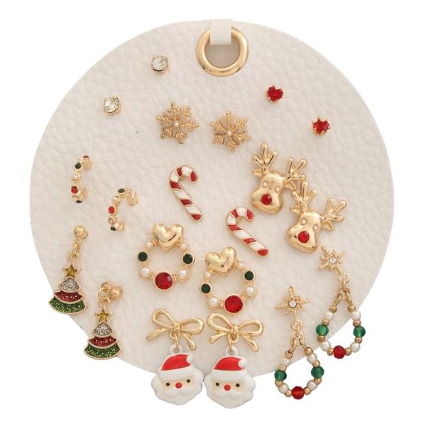 CHRISTMAS MULTI PAIR STUD DROP EARRING SET