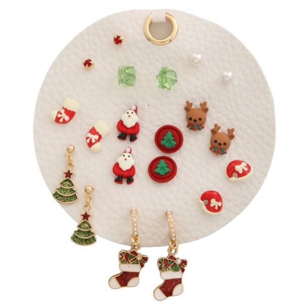 CHRISTMAS MULTI PAIR STUD DROP EARRING SET
