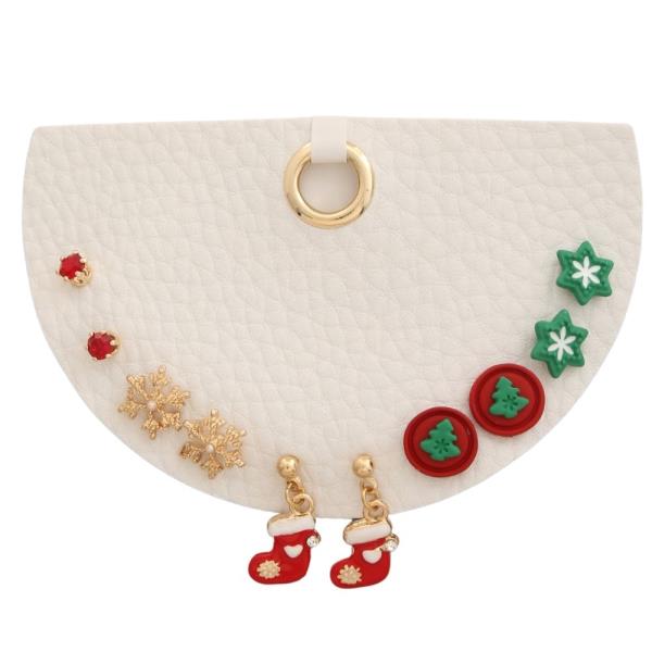 CHRISTMAS MULTI PAIR STUD DROP EARRING SET