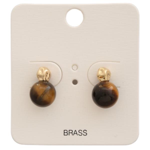 BRASS METAL BALL STUD EARRING