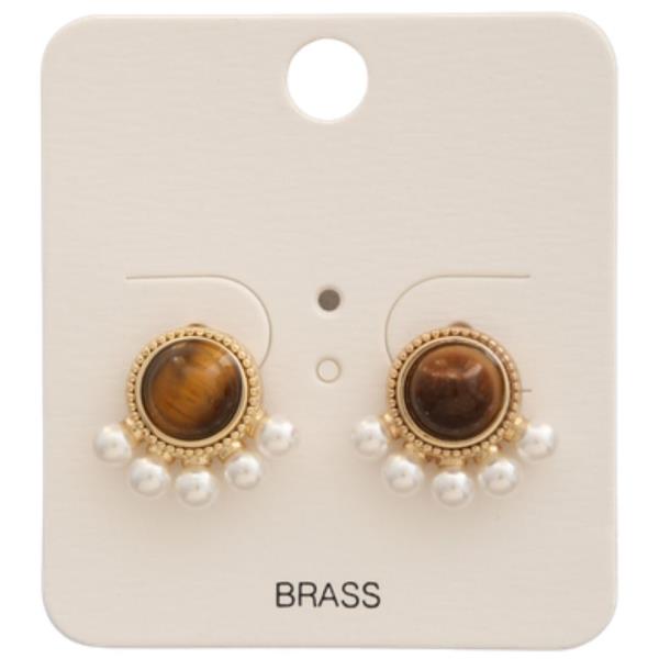 STONE PEARL STUD EARRING
