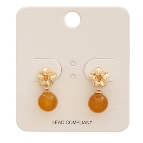 METAL FLOWER ROUND BALL DANGLE EARRING
