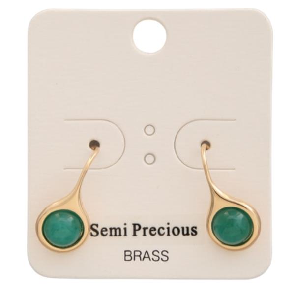 METAL STONE TEARDROP EARRING