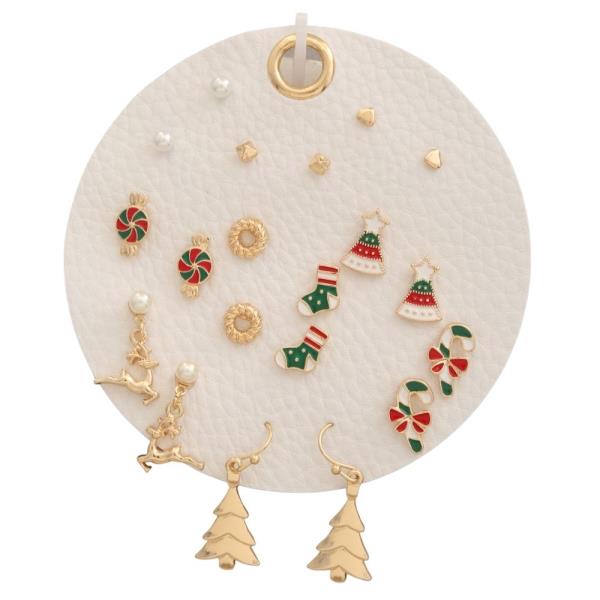 CHRISTMAS MULTI PAIR STUD DROP EARRING SET