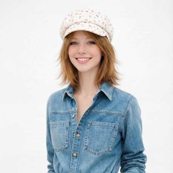 CC COTTON FLOWER NEWSBOY CAP