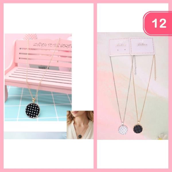 ROUND POLKA DOT PENDANT NECKLACE (12 UNITS)