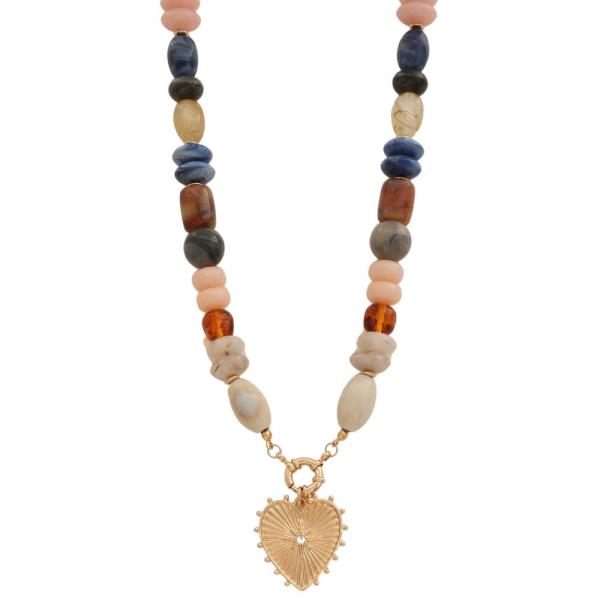 BEADED HEART PENDANT NECKLACE