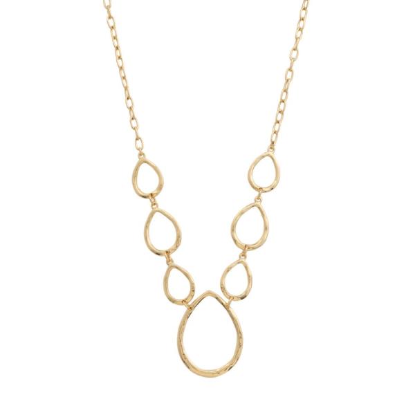 ORGANIC TEARDROP SHAPED RING LINK NECKLACE
