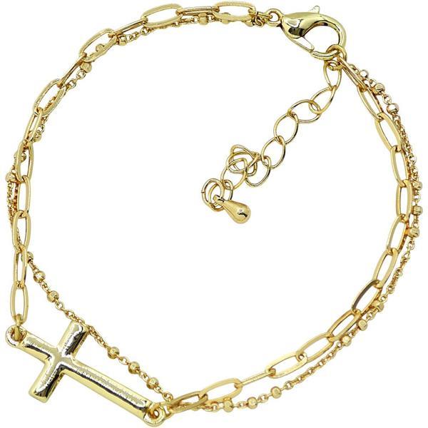 CROSS PENDANT LAYERED BRACELET