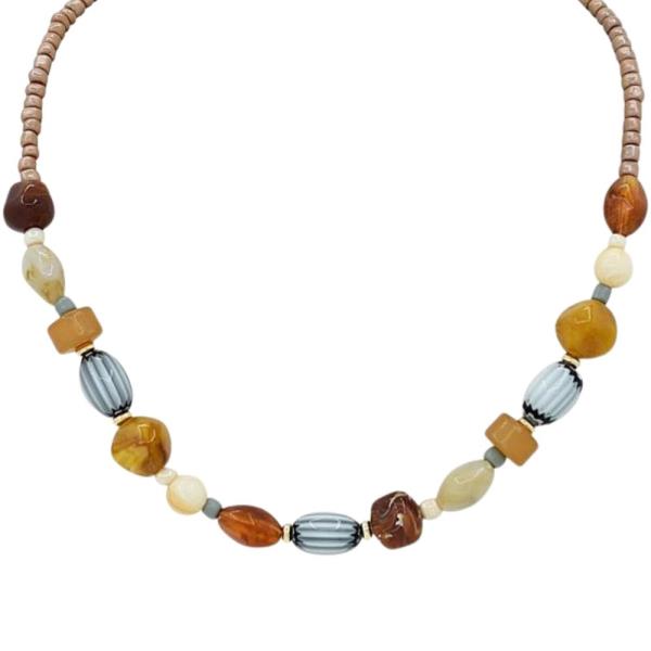 MULTI COLOR BEADED STONE NECKLACE