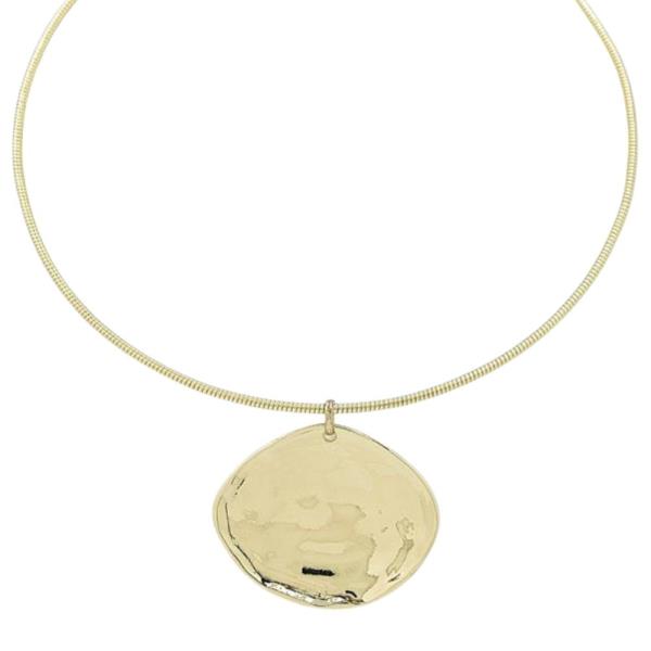 SNAKE COLLAR ROUND HAMMERED PENDANT NECKLACE