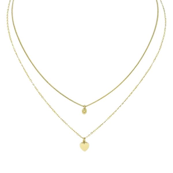LAYERED HEART SUNBURST PENDANT NECKLACE