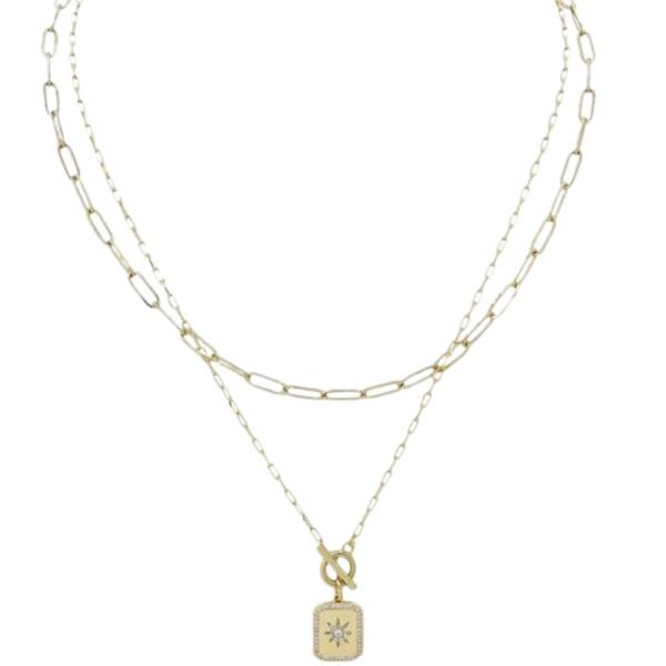 LAYERED TOGGLE PENDANT NECKLACE