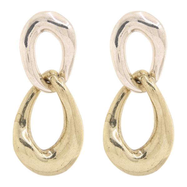 MODERN MIXED METAL SCULPTURAL LINK EARRING