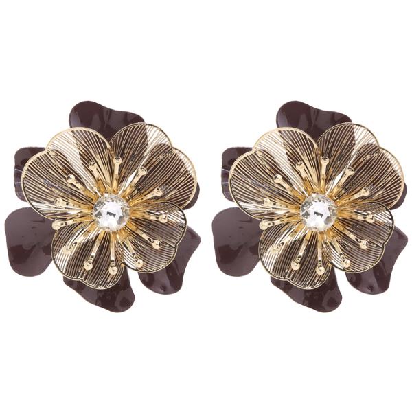 FLOWER LAYERED CRYSTAL CENTER EARRING