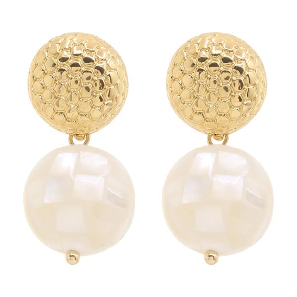 DOUBLE ROUND TEXTURED DROP EARRING