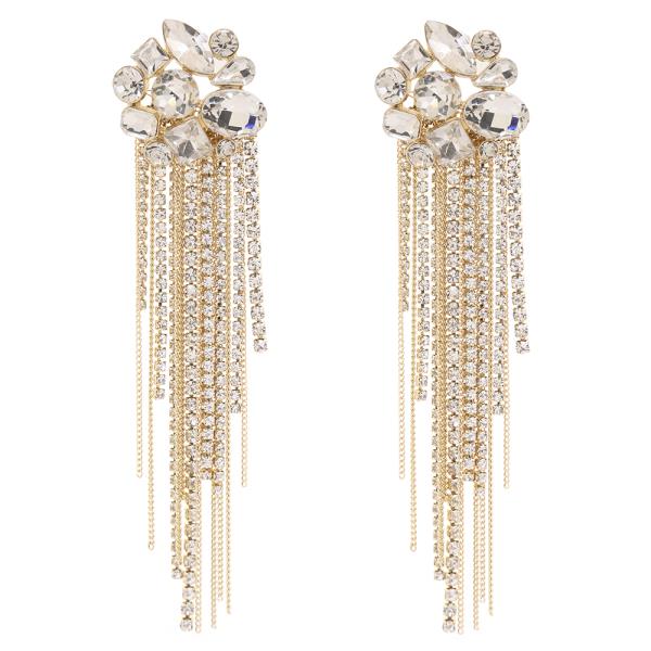 WATERFALL FRINGE MULTI RHINESTONE CRYSTAL DROP EARRING