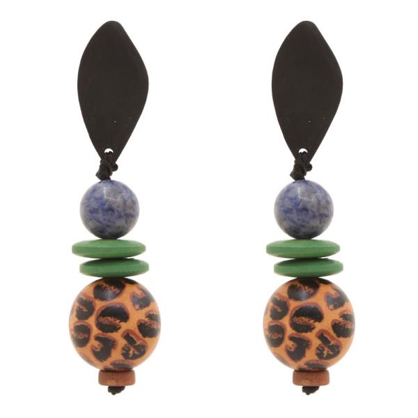 LAYERED DROP LEOPARD PRINT EARRINGS