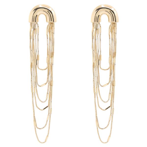 MODERNIST ARC LAYERED CHAIN DROP EARRING