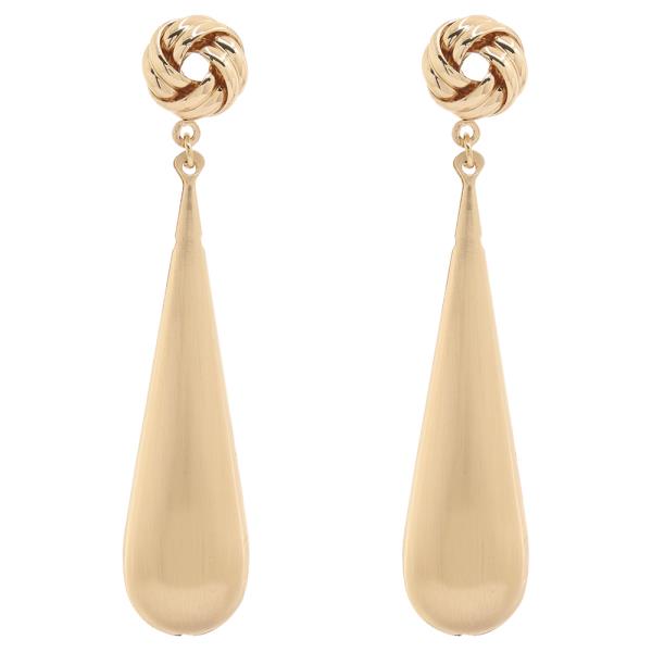 TWIST KNOT STUD LONG TEARDROP SHAPE DANGLE EARRING