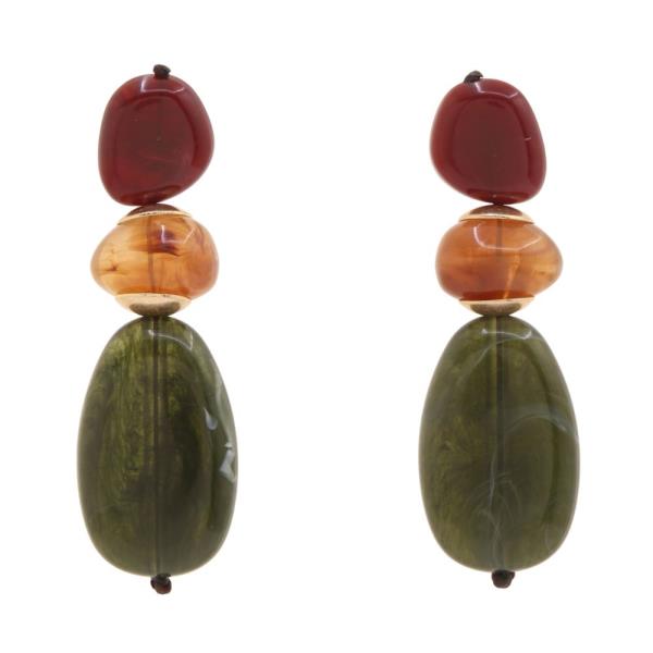MULTI COLOR STONE DANGLE EARRING