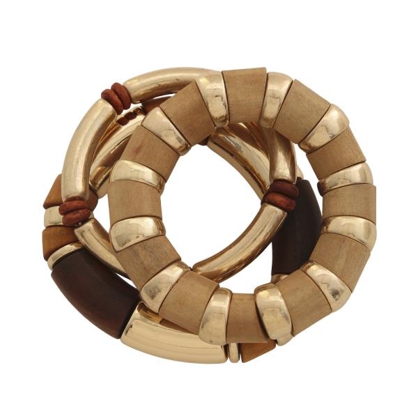 WOODEN TUBE MULTI BRACELET SET