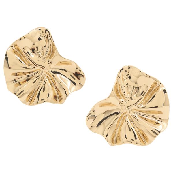 WAVY STYLIZED FLOWER PETAL DESIGN METAL EARRING