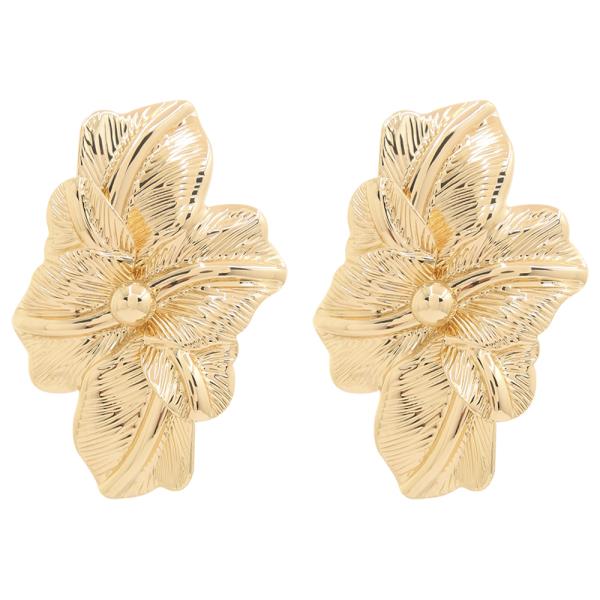 FLOWER TEXTURED METAL EARRING